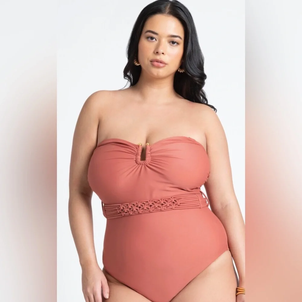 ELOQUII BRAIDED BELT ONE PIECE